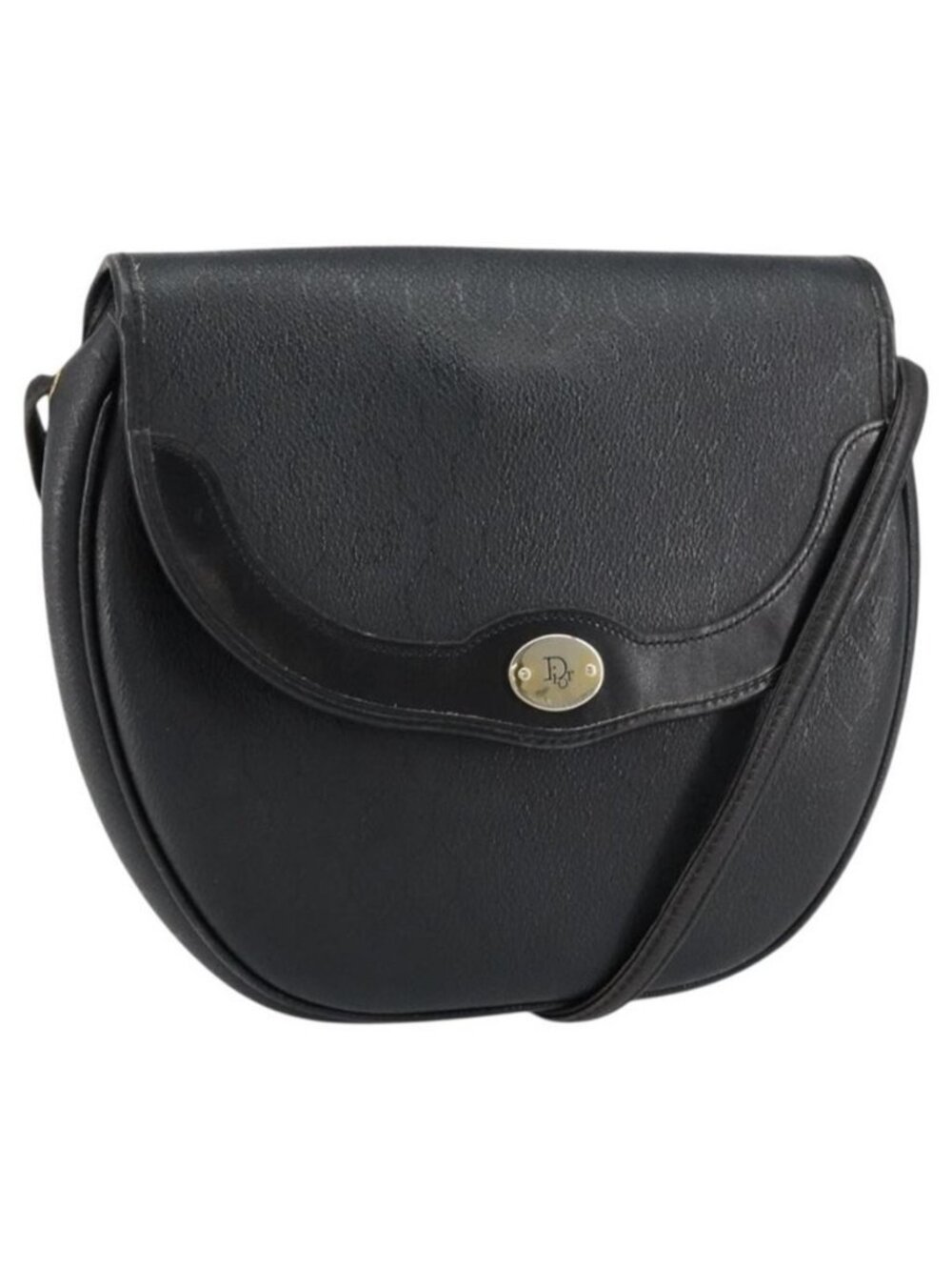 Authentic Christian Dior Honeycomb Canvas Shoulder Bag PVC Black Gold